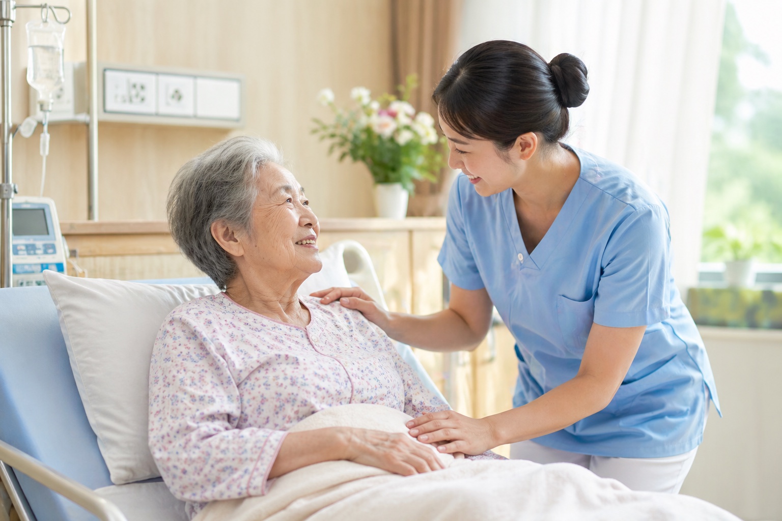 護理師陪伴長者居家照護